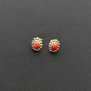 14k Gold Earrings w/ Red Sea Coral