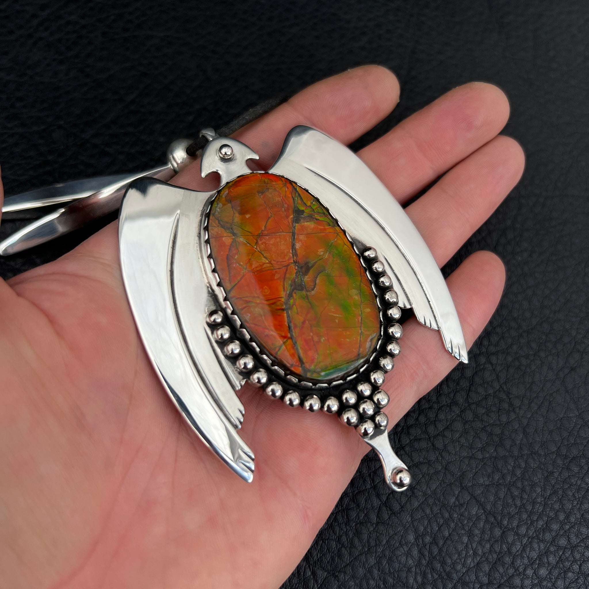 Phoenix Pendant w/ Ammolite