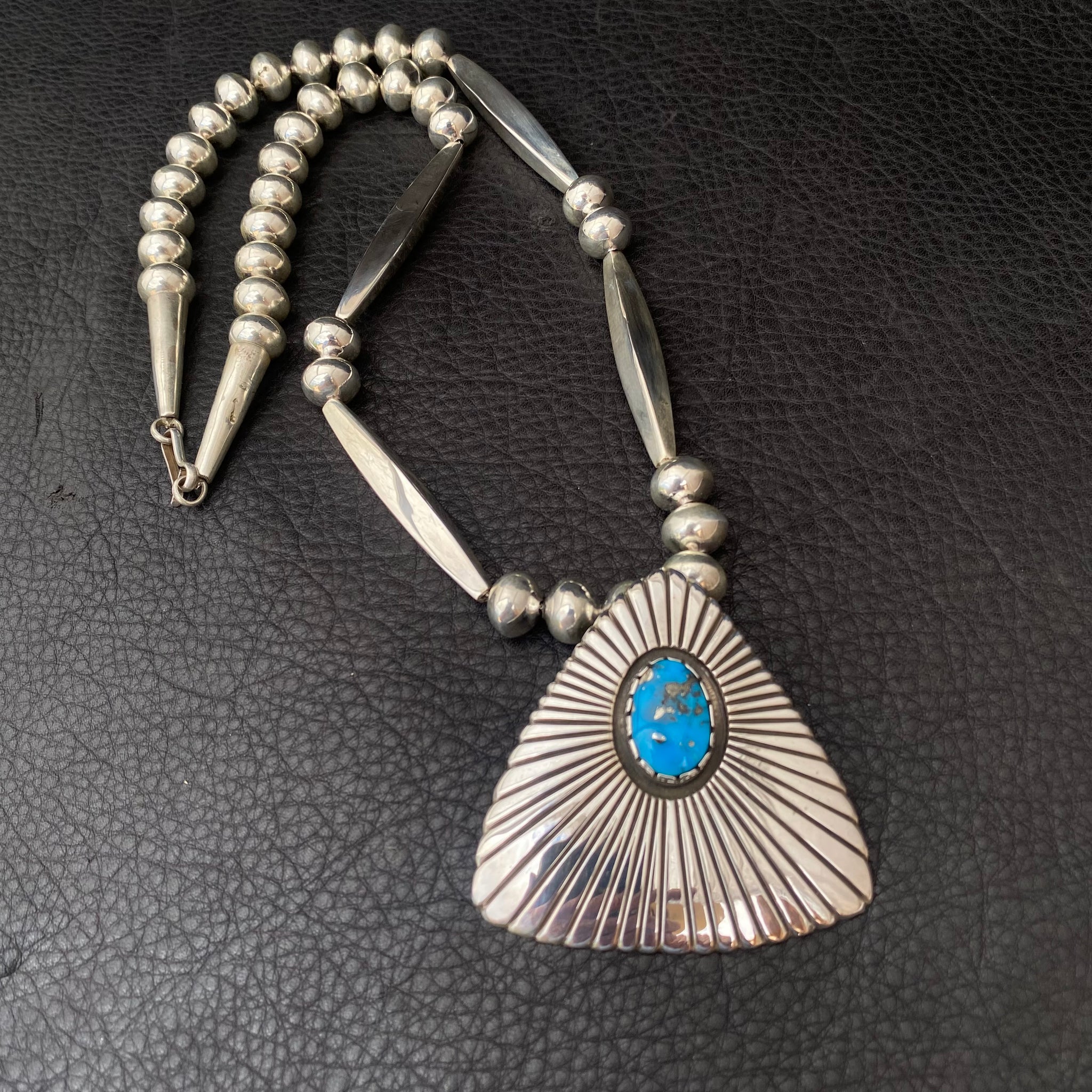 “Blue Bird” Turquoise Pendant with Legacy Beads™️ 24” Necklace