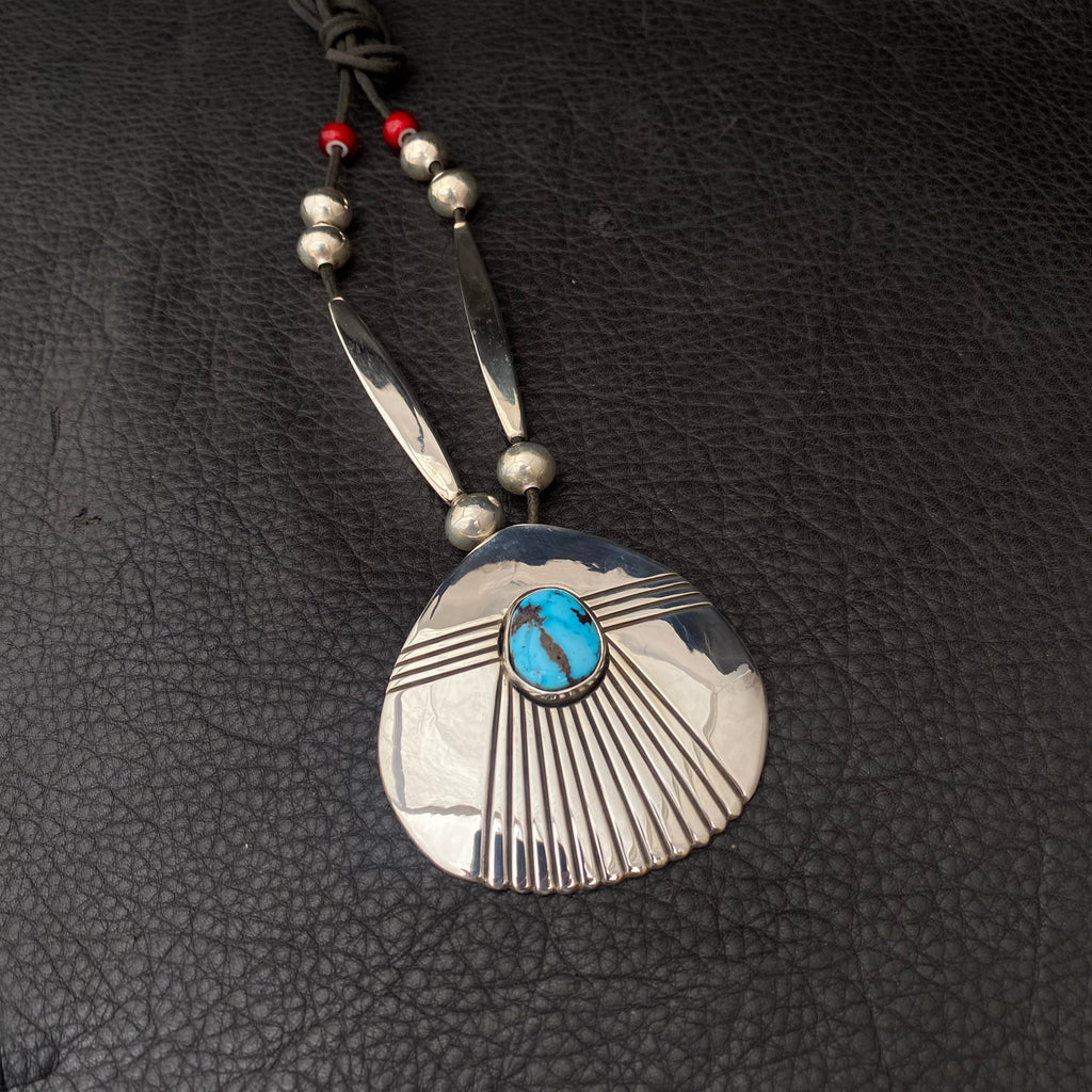 Apache Blue Turquoise Pendant with “Legacy Beads TM”