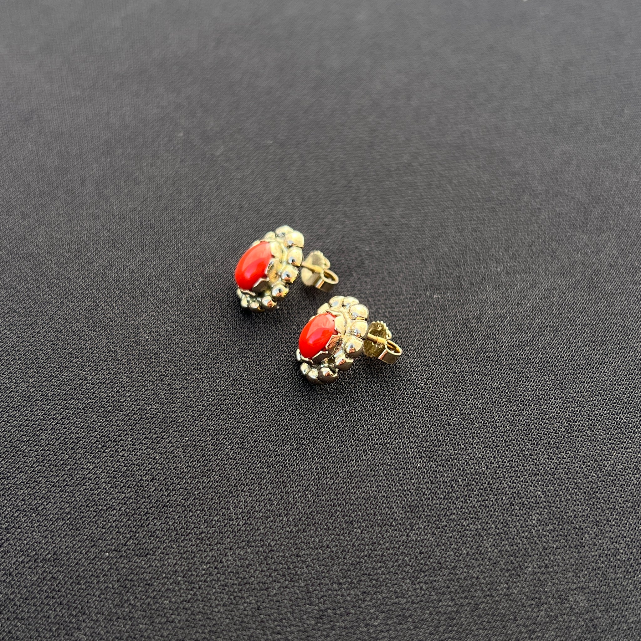 14k Gold Earrings w/ Red Sea Coral